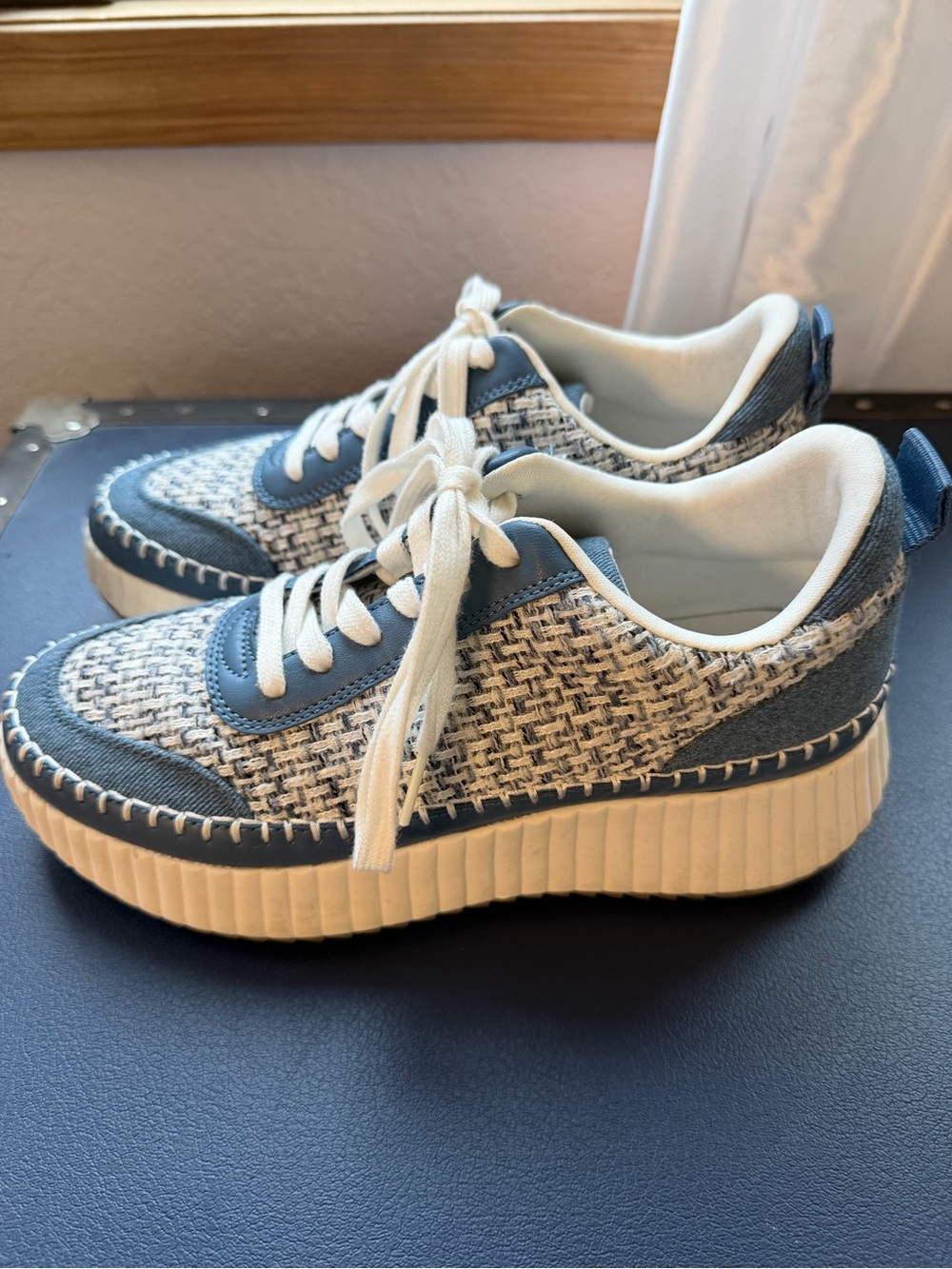 Universal Thread Blue Tweed Lace-Up Sneakers with White Accents - Picture 2 of 5